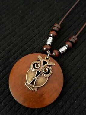 NEW Boho Leather Cord Necklace Handmade Boho Choker Long Bird Leather Chain Owl